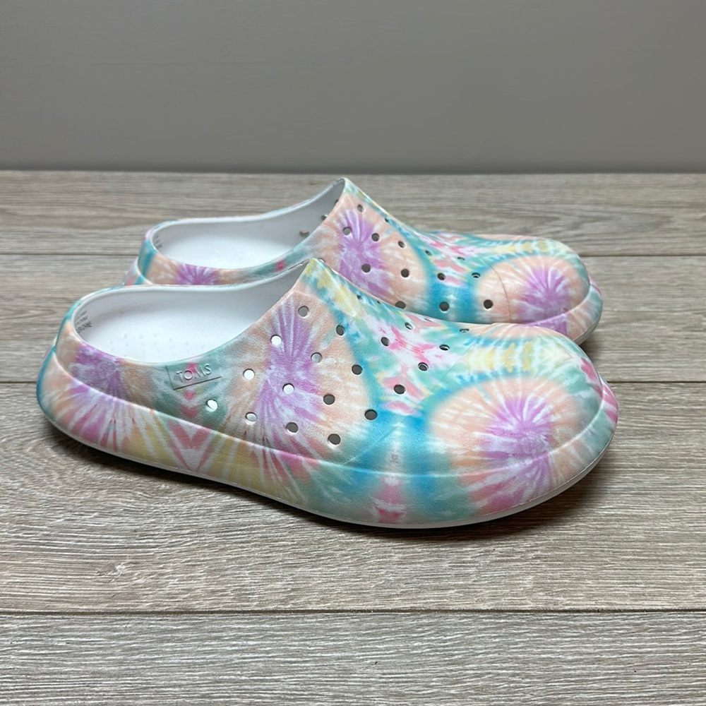 TOMS Candy Pink Tie Dyed Alpargata Mallow Molded Mule Slip-On Clog Womens Size 8